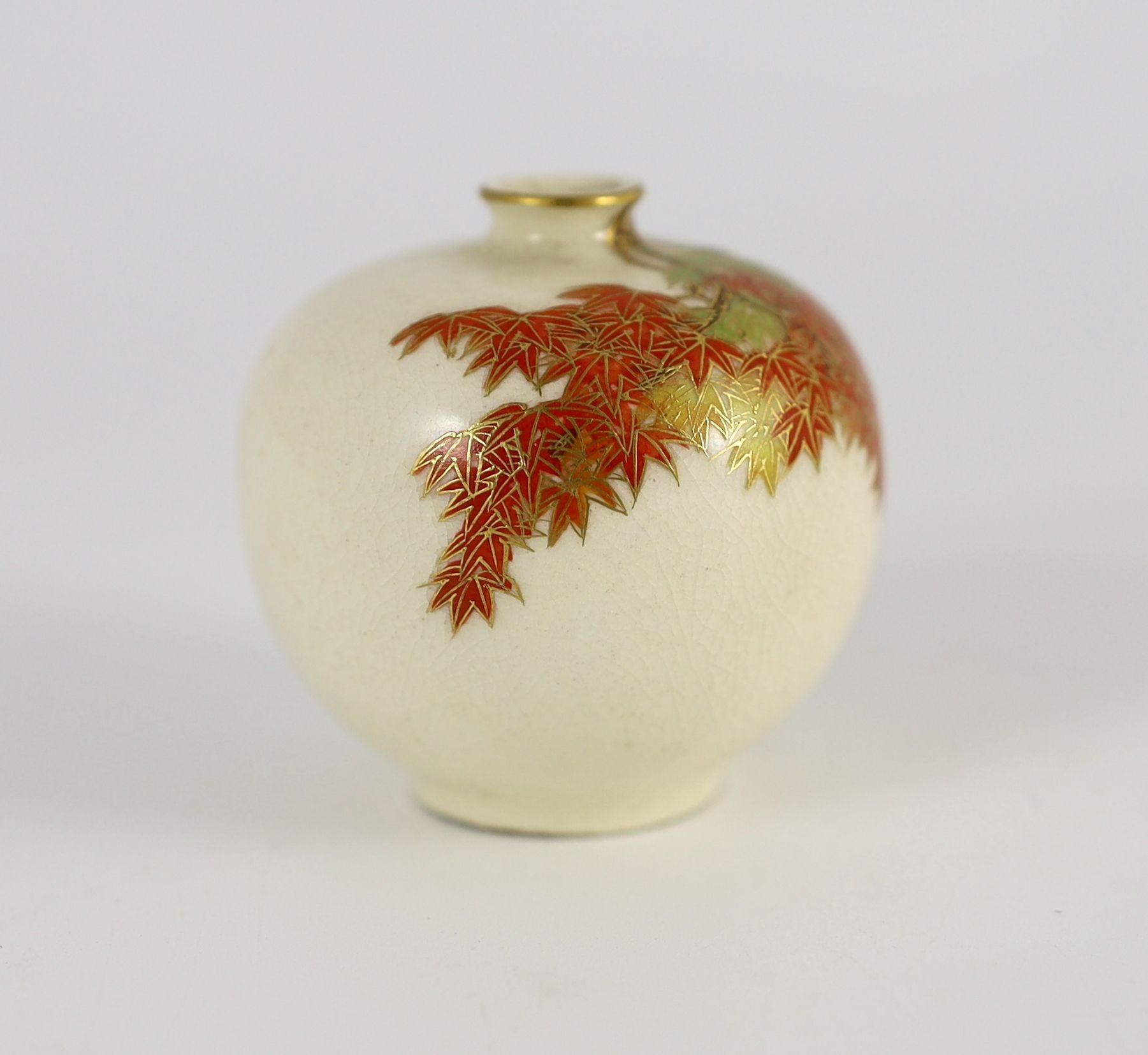 A Japanese Satsuma pottery miniature globular vase, by Yabu Meizan, Meiji period, 4.1cm high